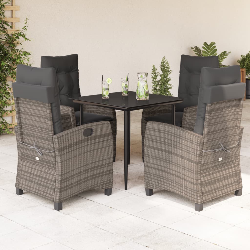 vidaXL 3-Piece Garden Lounge Set with Cushions Poly Rattan Grey