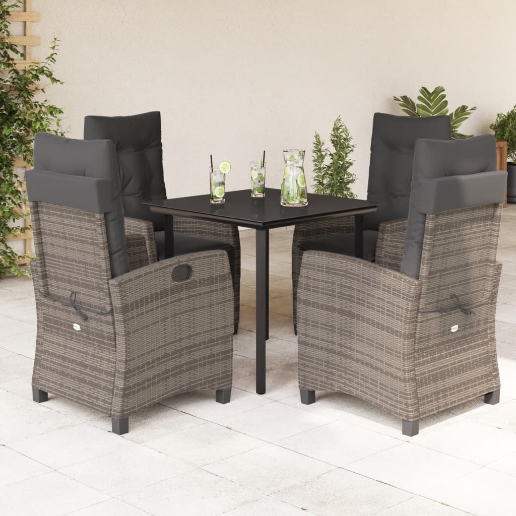 vidaXL 3-Piece Garden Lounge Set with Cushions Poly Rattan Grey