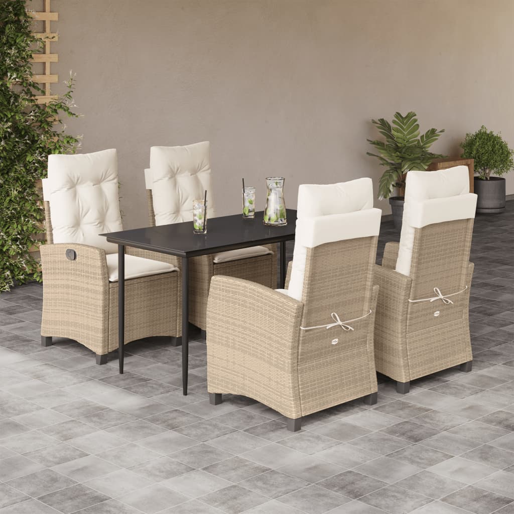 vidaXL 3-delige Tuinset met kussens poly rattan beige
