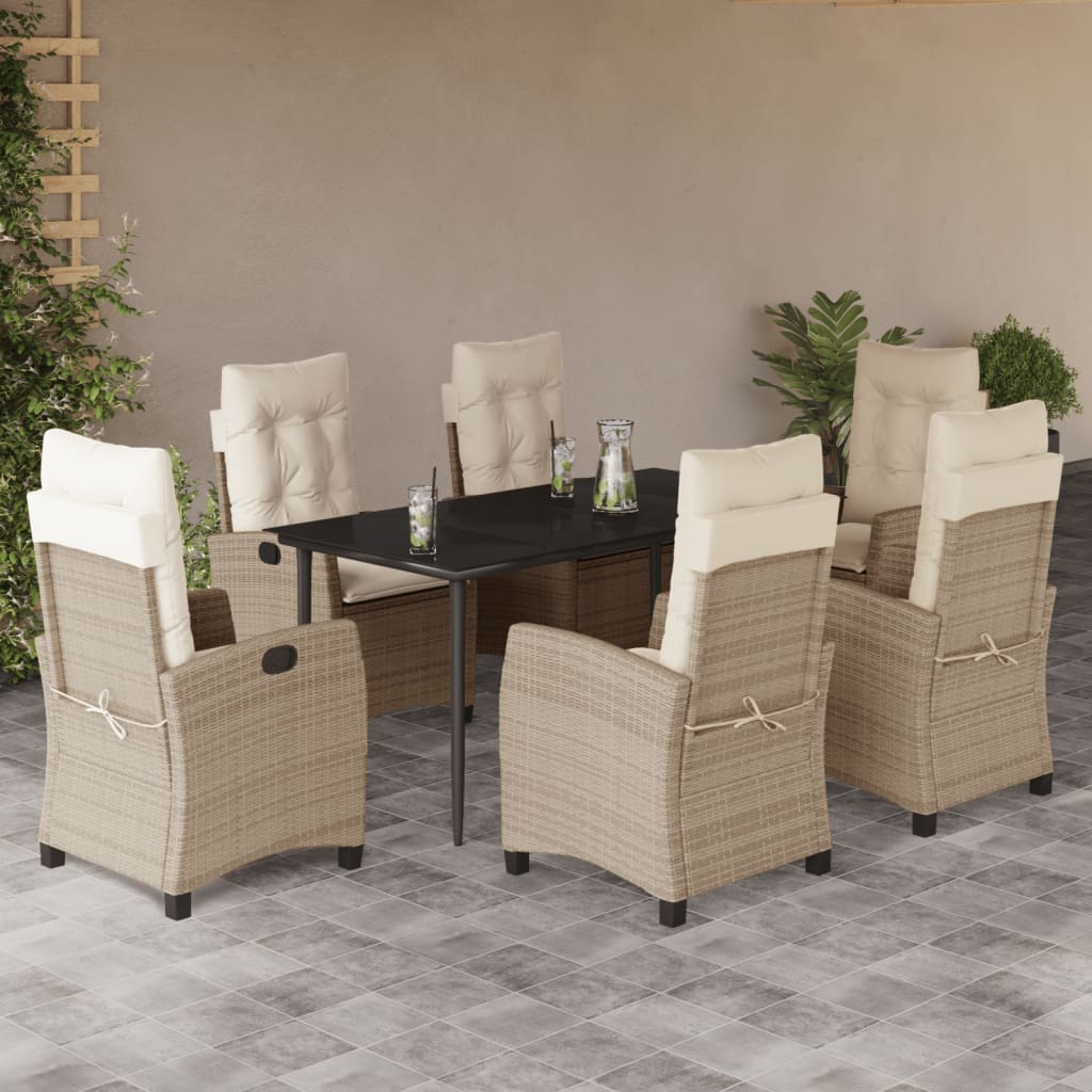 vidaXL 3-delige Tuinset met kussens poly rattan beige