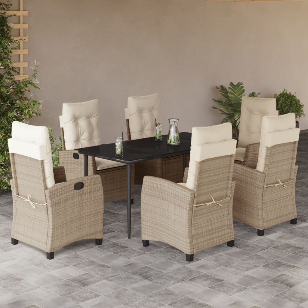 vidaXL 3-delige Tuinset met kussens poly rattan beige