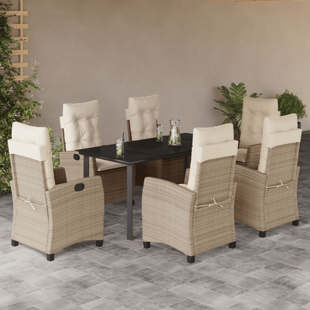 vidaXL 3-delige Tuinset met kussens poly rattan beige