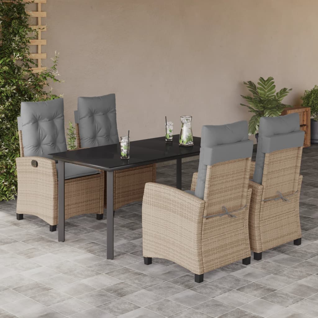 vidaXL 3-delige Tuinset met kussens poly rattan gemengd beige