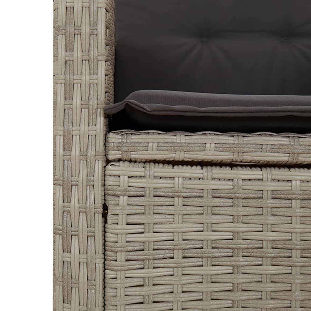 vidaXL 3-delige Tuinset met kussens poly rattan lichtgrijs