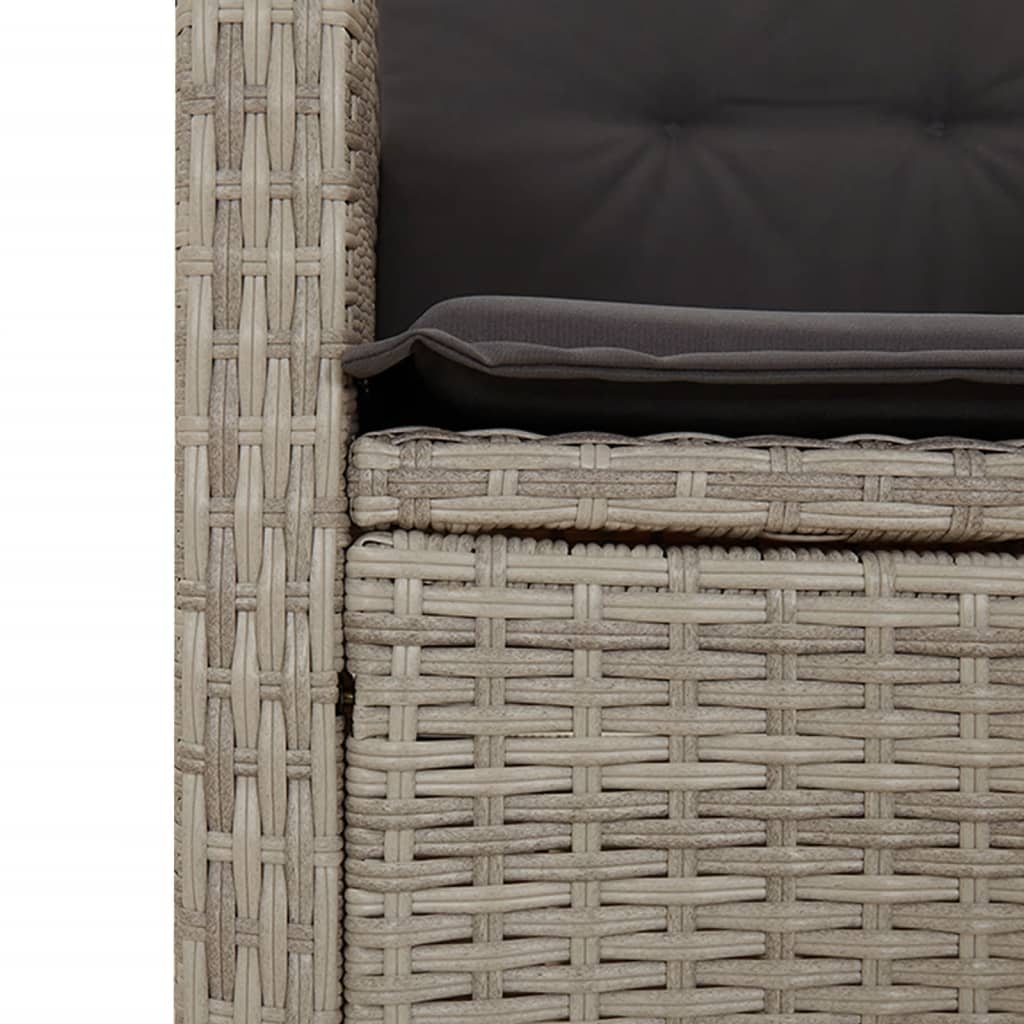 vidaXL 3-delige Tuinset met kussens poly rattan lichtgrijs