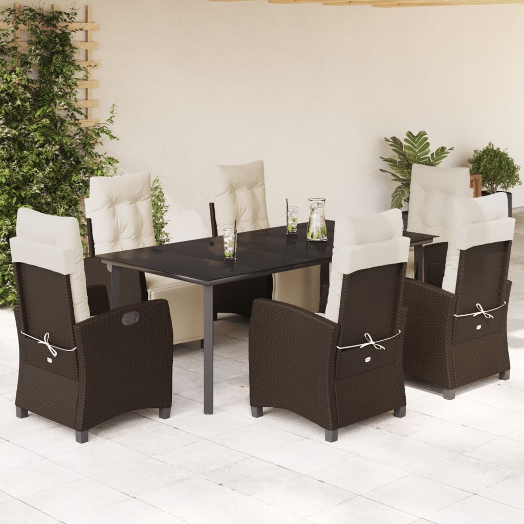 vidaXL 3-delige Tuinset met kussens poly rattan bruin