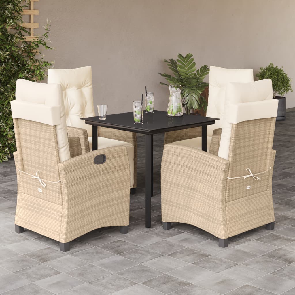 vidaXL 3-delige Tuinset met kussens poly rattan beige