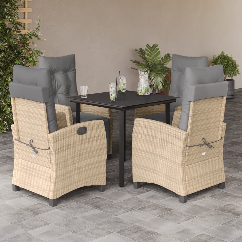 vidaXL 5-piece Garden Lounge Set with Cushions Poly Rattan Mixed Beige
