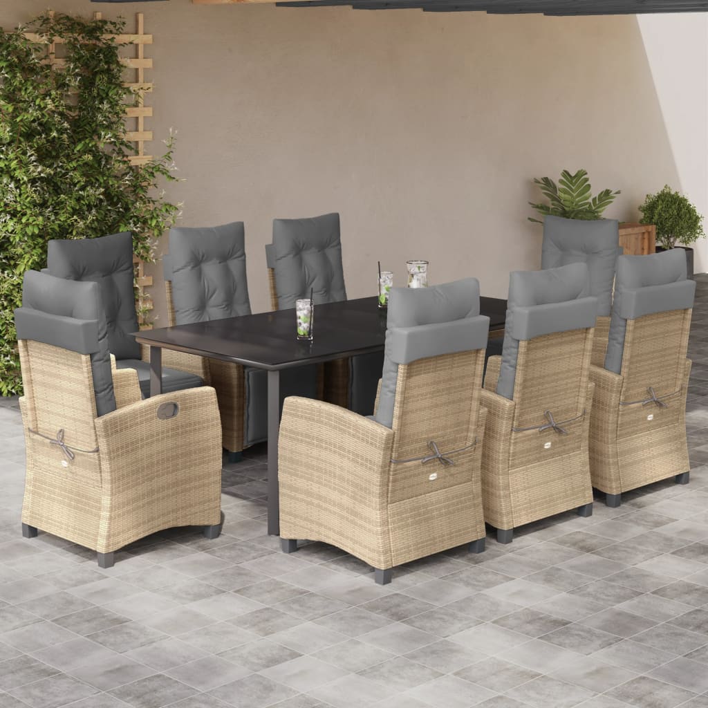 vidaXL 5-piece Garden Lounge Set with Cushions Poly Rattan Mixed Beige
