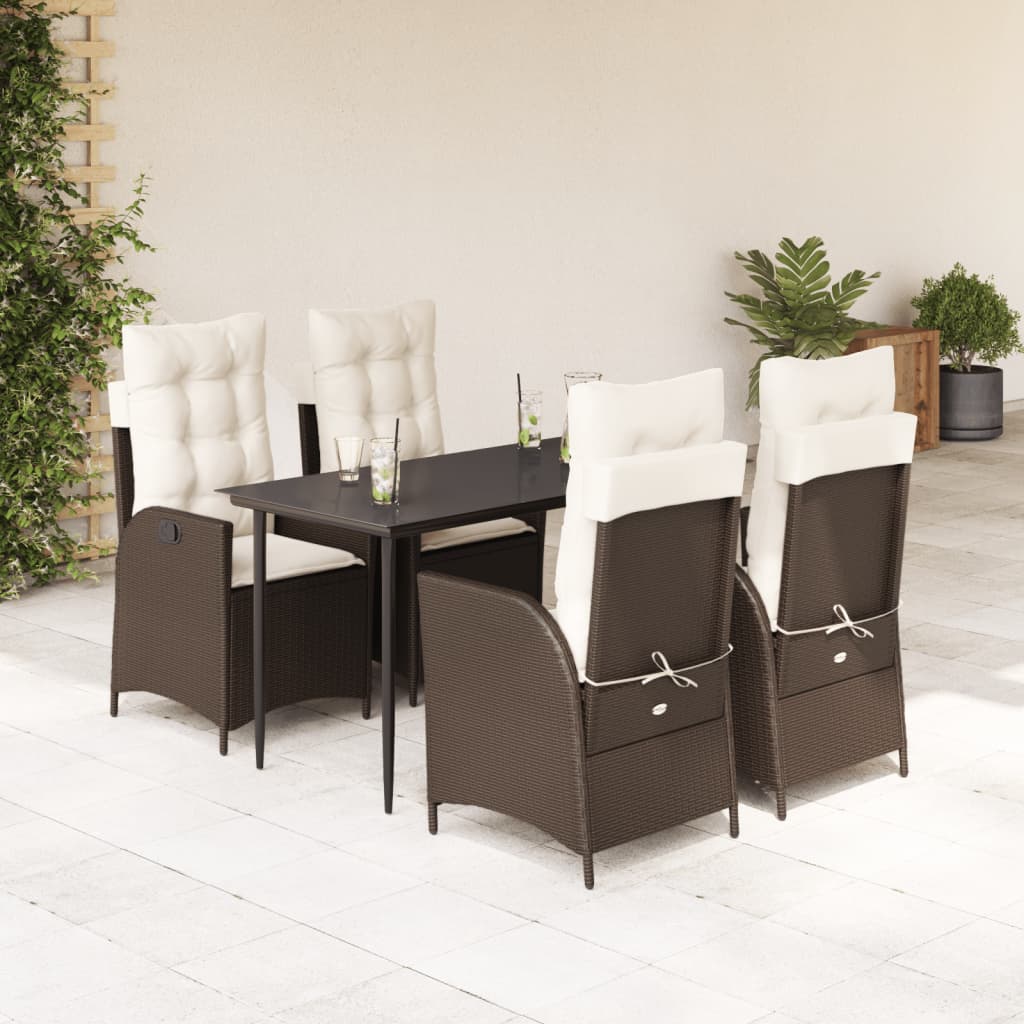 vidaXL 3-Piece Garden Lounge Set with Cushions Poly Rattan Brown