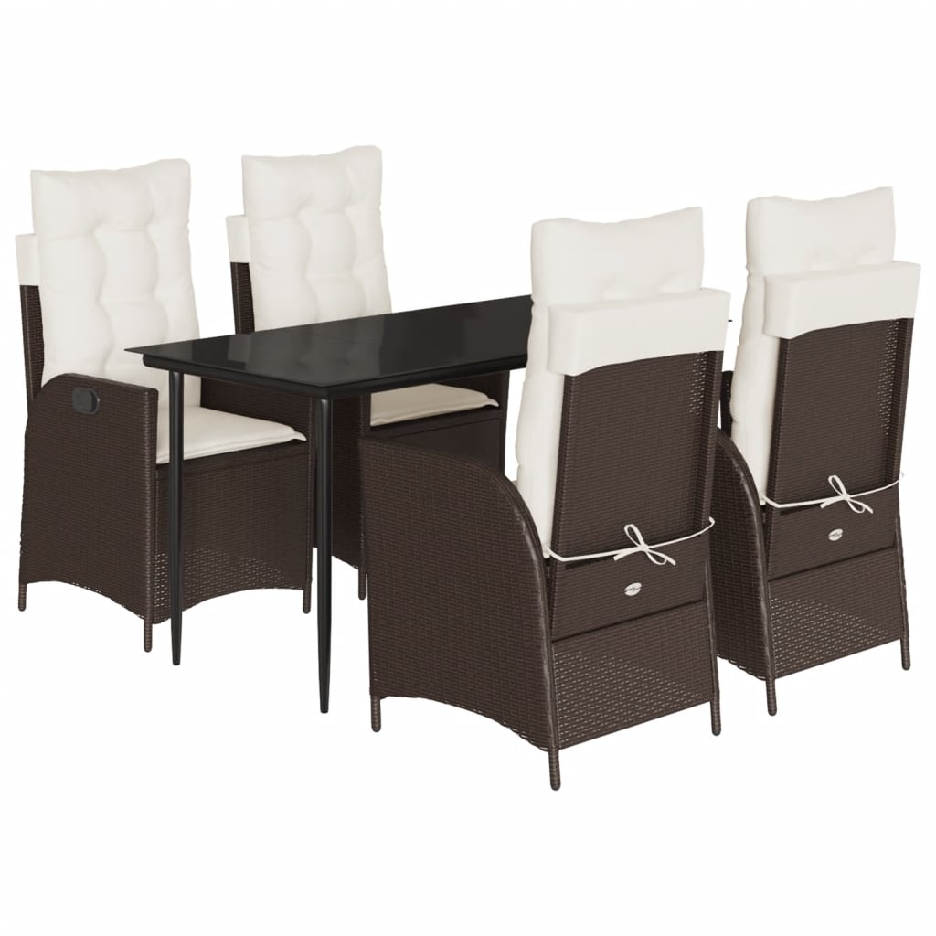 vidaXL 3-Piece Garden Lounge Set with Cushions Poly Rattan Brown