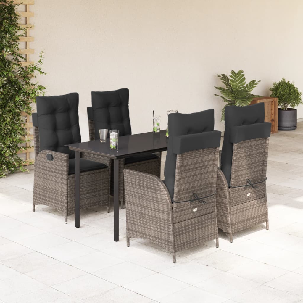 vidaXL 3-Piece Garden Lounge Set with Cushions Poly Rattan Grey