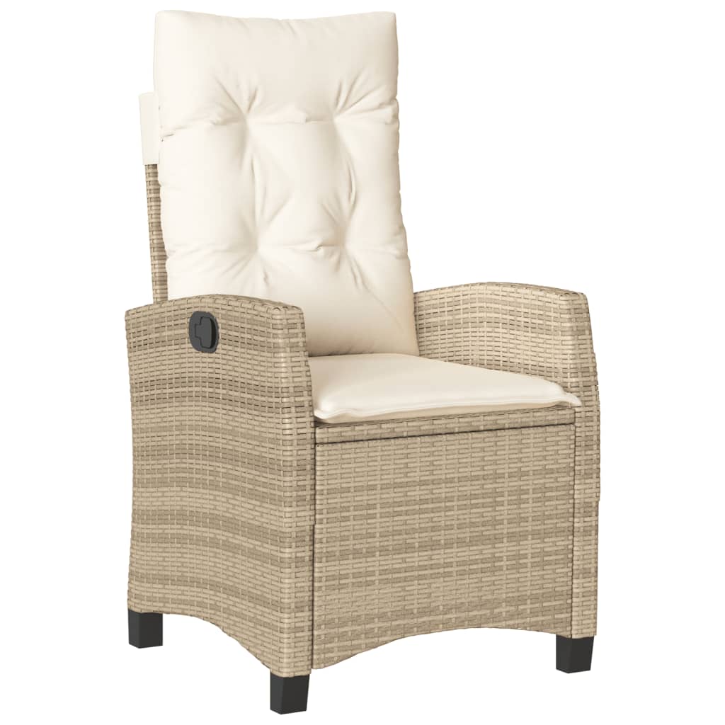 vidaXL 3-delige Tuinset met kussens poly rattan beige