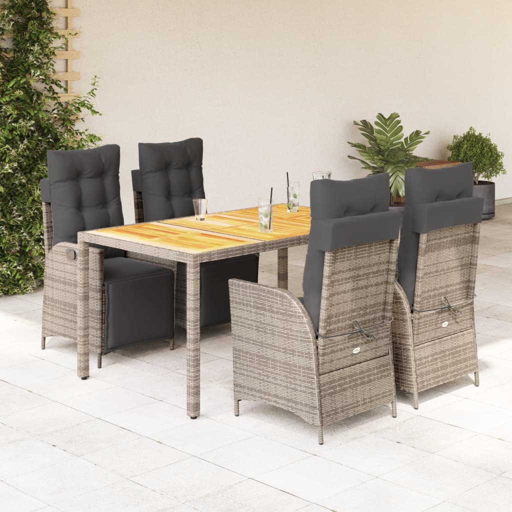 vidaXL 3-Piece Garden Lounge Set with Cushions Poly Rattan Black