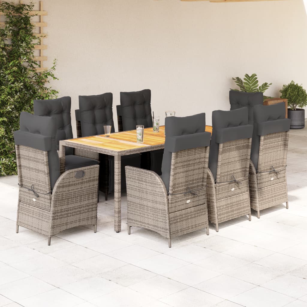 vidaXL 3-Piece Garden Lounge Set with Cushions Poly Rattan Black