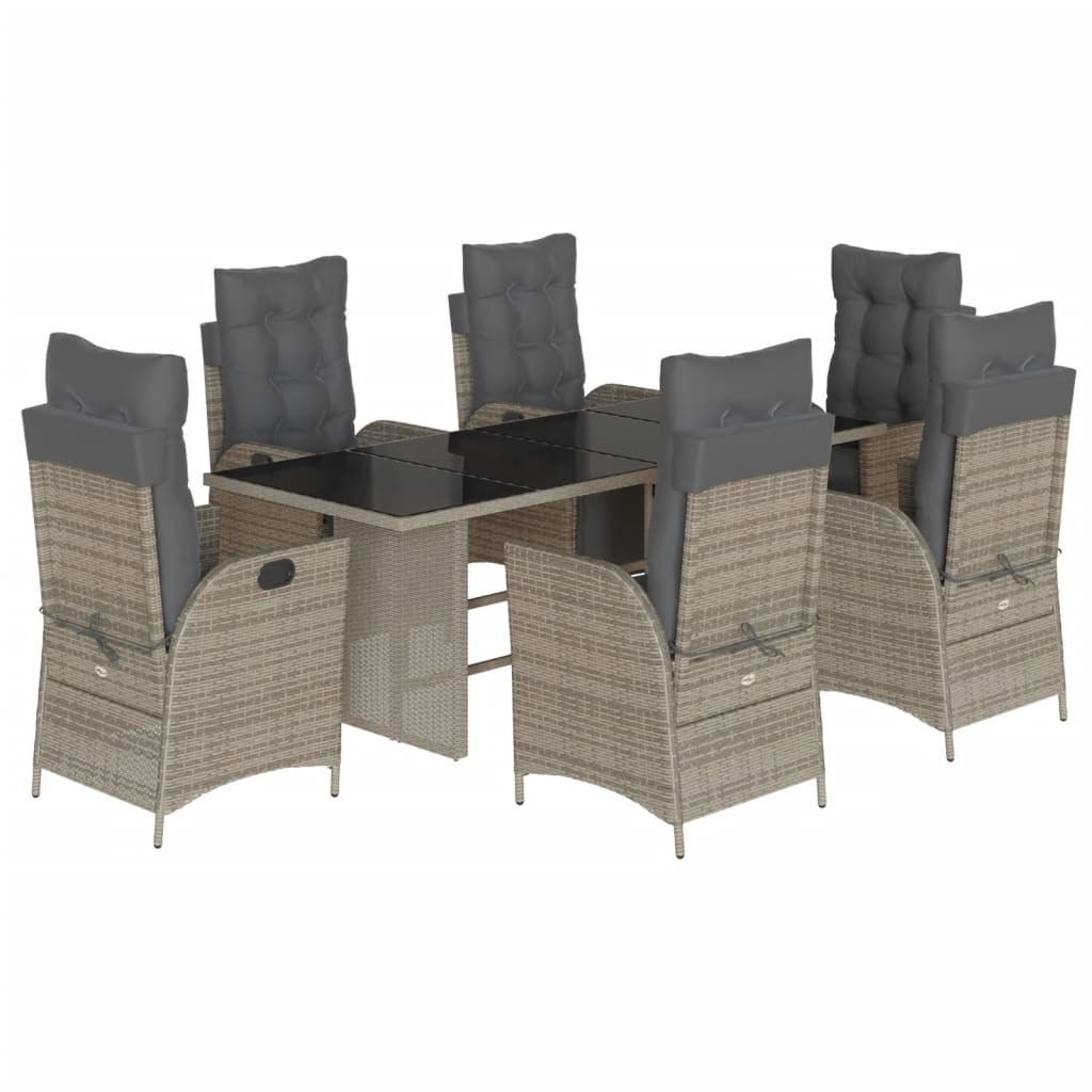 vidaXL 7-delige Tuinset met kussens poly rattan zwart