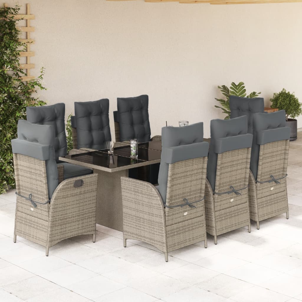 vidaXL 7-delige Tuinset met kussens poly rattan zwart