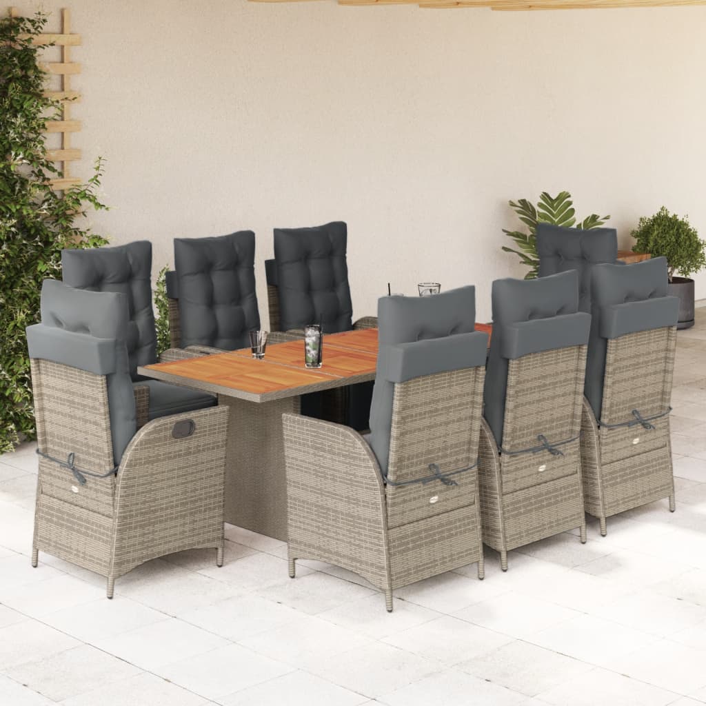 vidaXL 7-delige Tuinset met kussens poly rattan zwart