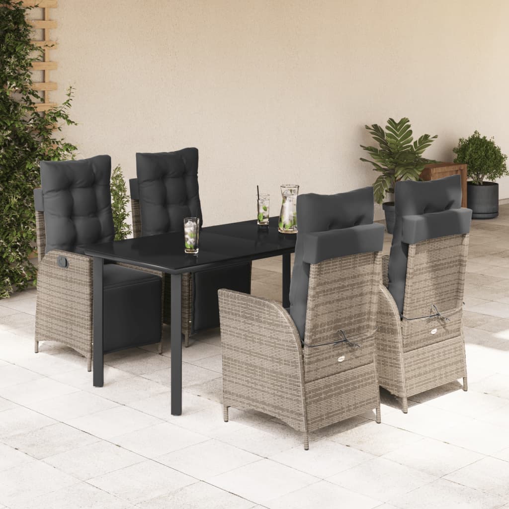 vidaXL 3-Piece Garden Lounge Set with Cushions Poly Rattan Grey