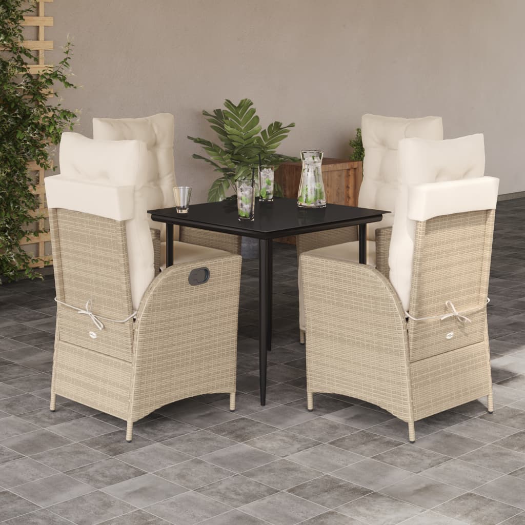 vidaXL 3-Piece Garden Lounge Set with Cushions Poly Rattan Beige