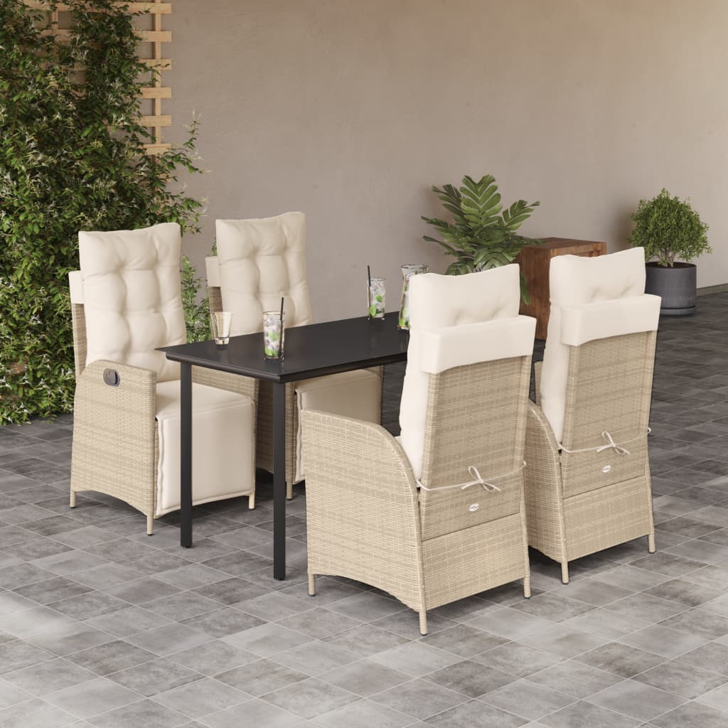 vidaXL 3-Piece Garden Lounge Set with Cushions Poly Rattan Beige
