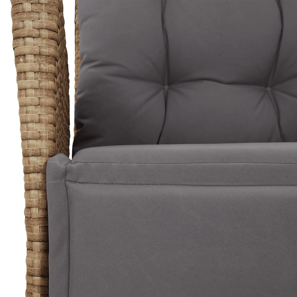 vidaXL 3-delige Tuinset met kussens poly rattan gemengd beige