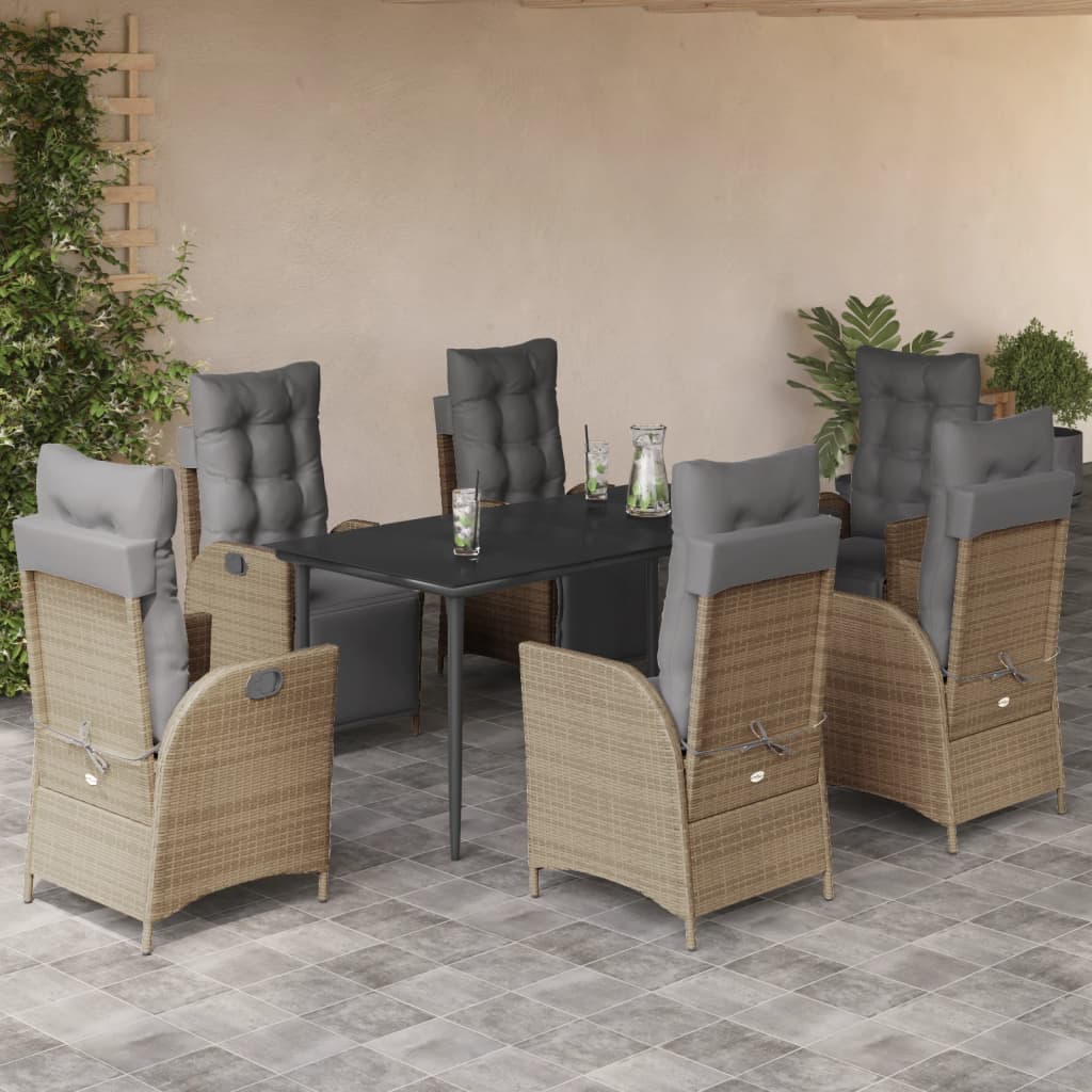 vidaXL 3-delige Tuinset met kussens poly rattan gemengd beige