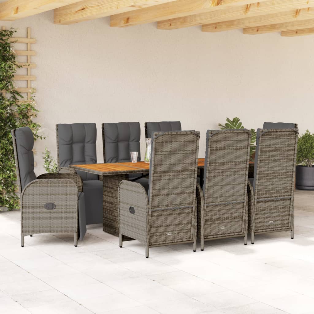 vidaXL 7-delige Tuinset met kussens poly rattan zwart