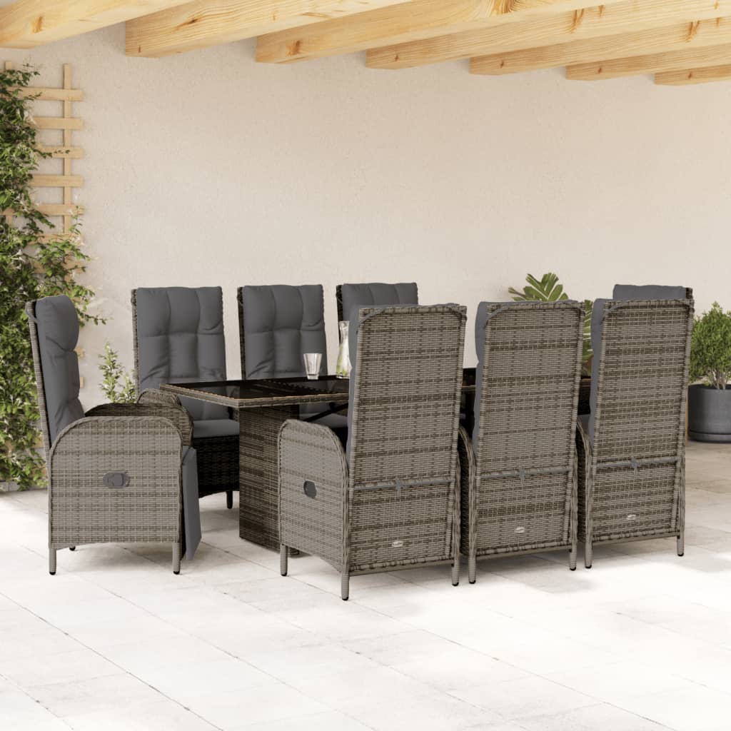 vidaXL 7-delige Tuinset met kussens poly rattan zwart