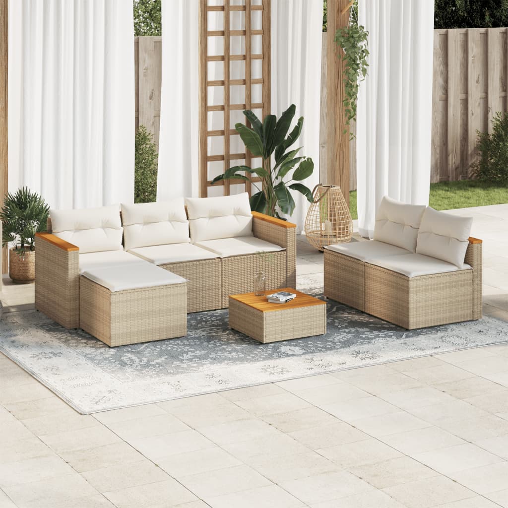 vidaXL 5-delige Loungeset met kussens poly rattan acacia zwart