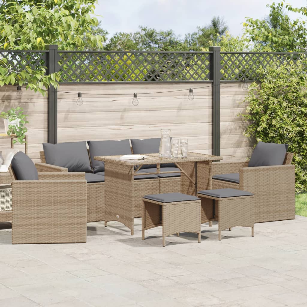 vidaXL 6-delige Loungeset met kussens poly rattan zwart