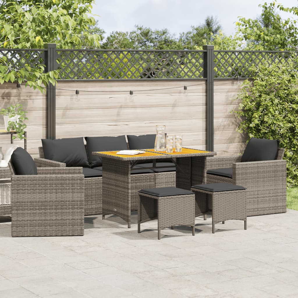 vidaXL 6-delige Loungeset met kussens poly rattan zwart