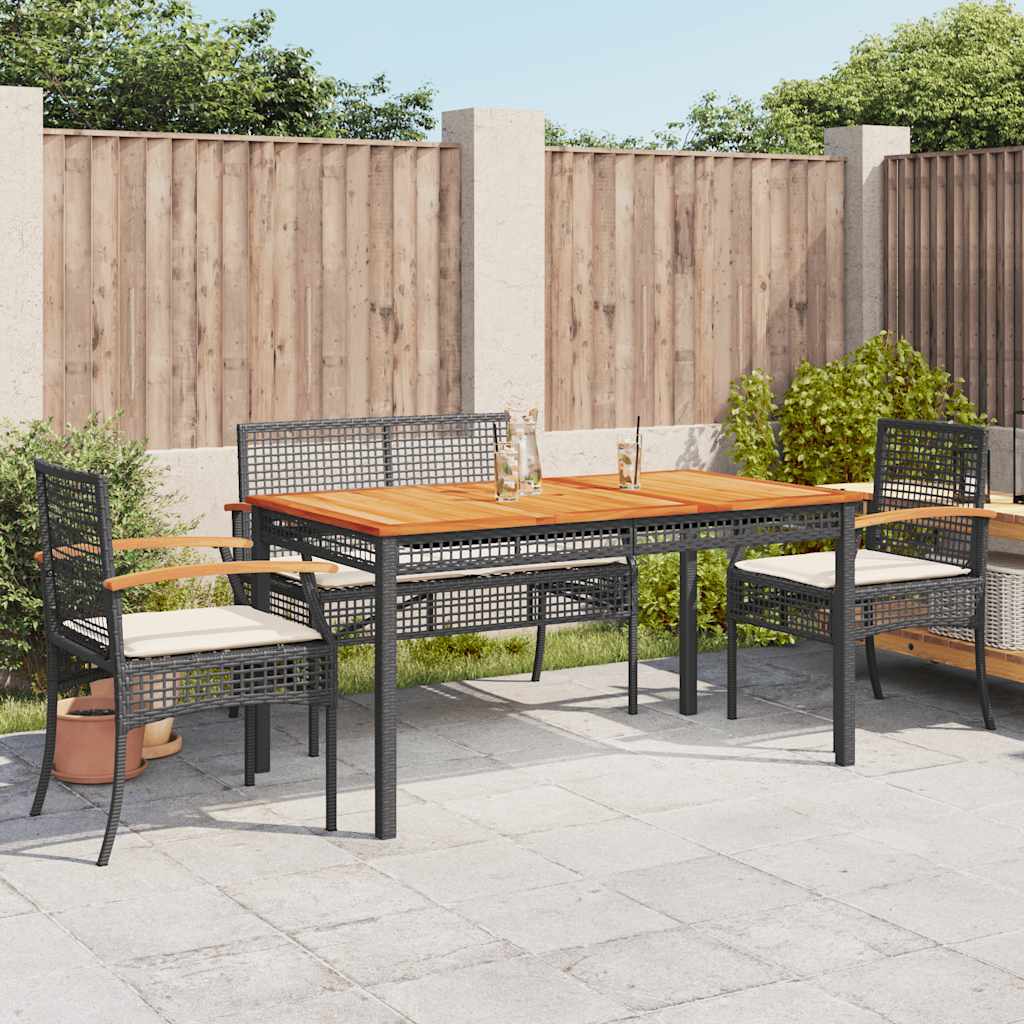 vidaXL 3-delige Tuinset met kussens poly rattan zwart