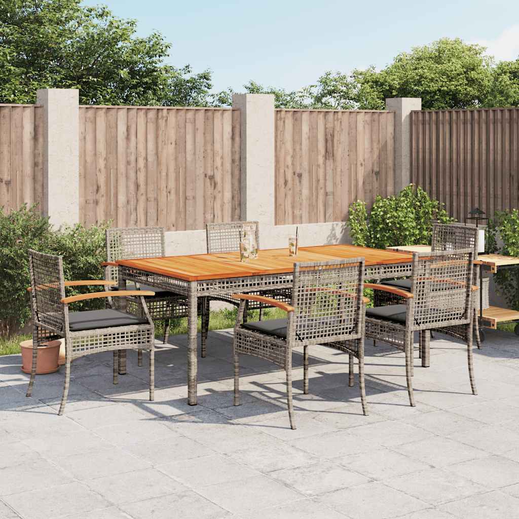 vidaXL 3-Piece Garden Lounge Set with Cushions Poly Rattan Grey
