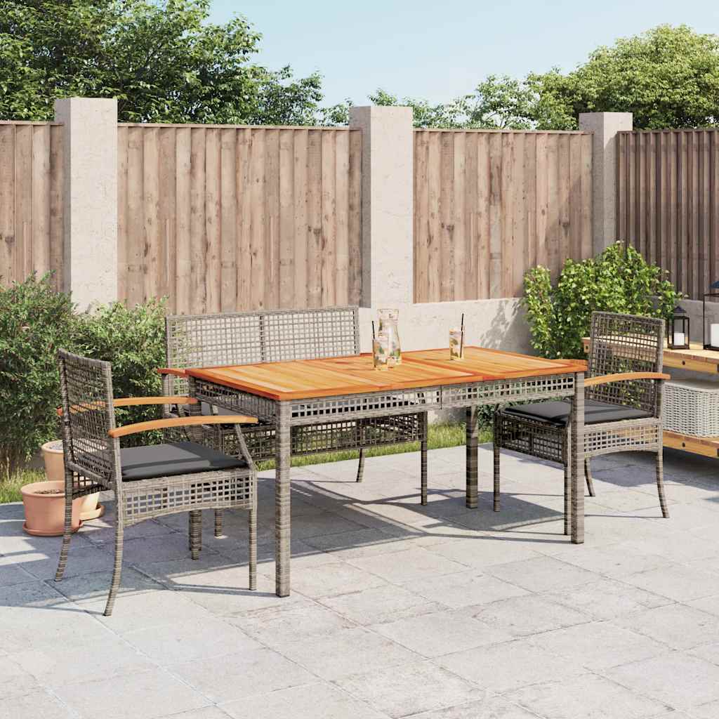 vidaXL 3-Piece Garden Lounge Set with Cushions Poly Rattan Grey