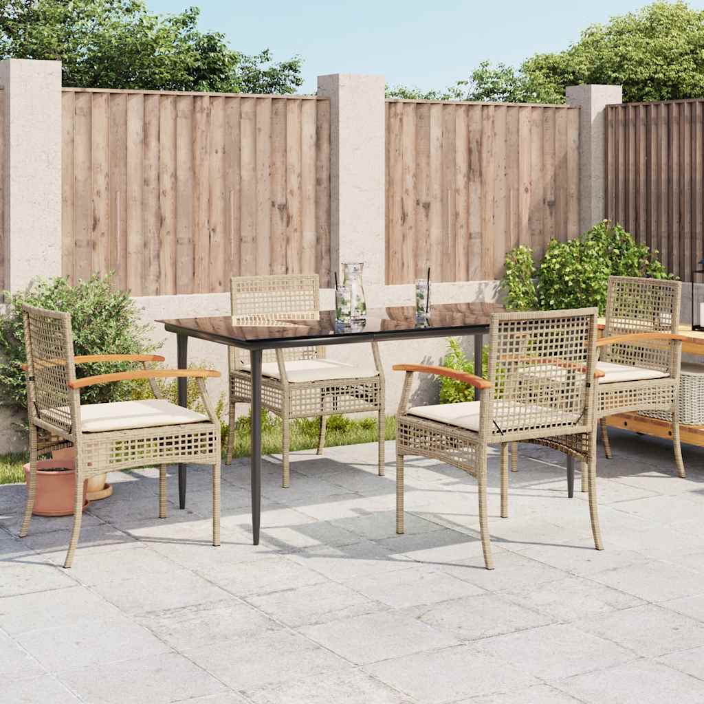 vidaXL 3-delige Tuinset met kussens poly rattan zwart