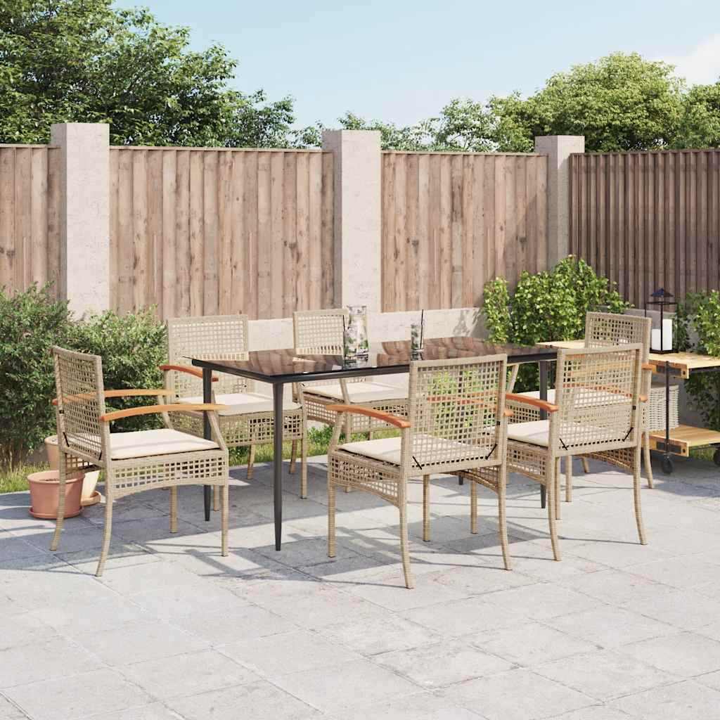 vidaXL 3-delige Tuinset met kussens poly rattan zwart
