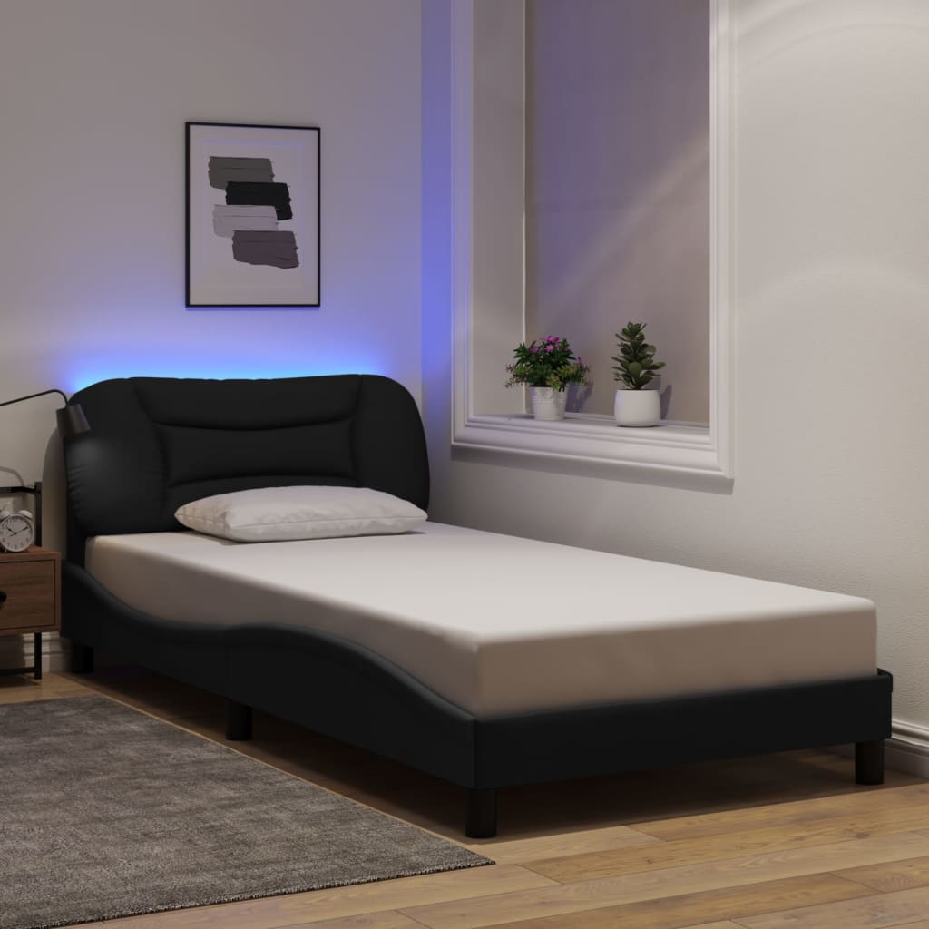 vidaXL Bedframe met LED zonder matras "Hvar" 80x200 cm stof lichtgrijs