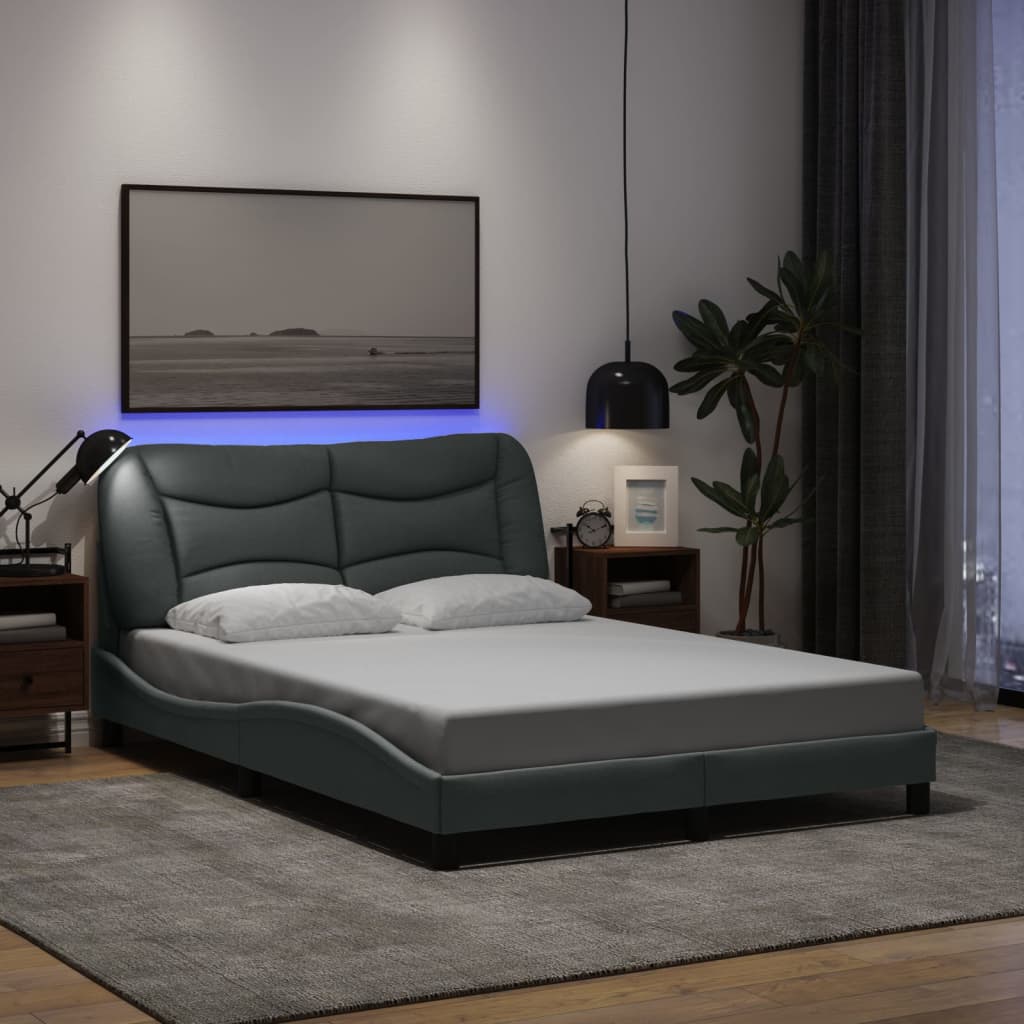 vidaXL Bedframe met LED zonder matras "Hvar" 80x200 cm stof lichtgrijs
