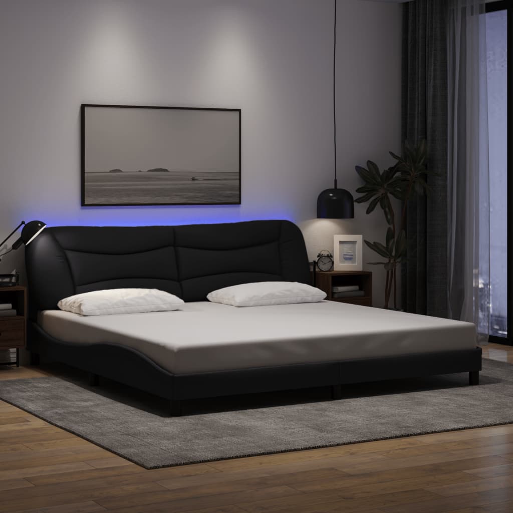 vidaXL Bedframe met LED zonder matras "Hvar" 80x200 cm stof lichtgrijs