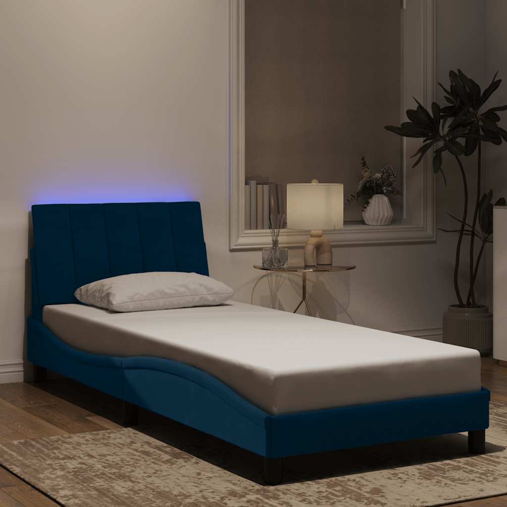 vidaXL Bedframe met LED zonder matras "Hanko" fluweel lichtgrijs 80x200 cm