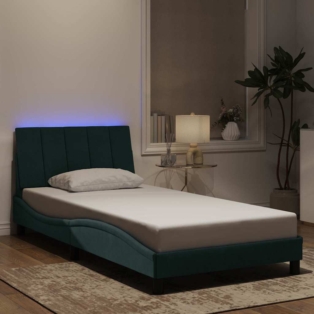 vidaXL Bedframe met LED zonder matras "Hanko" fluweel lichtgrijs 80x200 cm