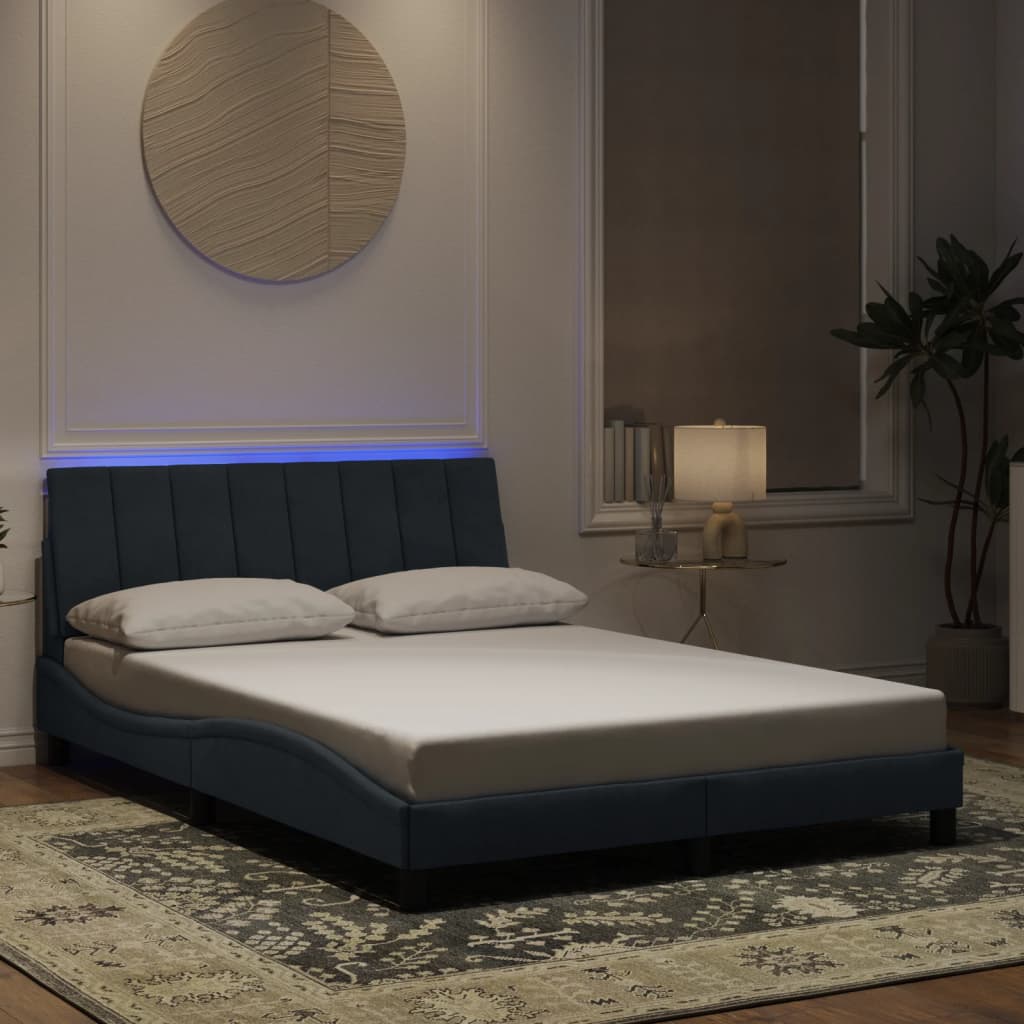 vidaXL Bedframe met LED zonder matras "Hanko" fluweel lichtgrijs 80x200 cm