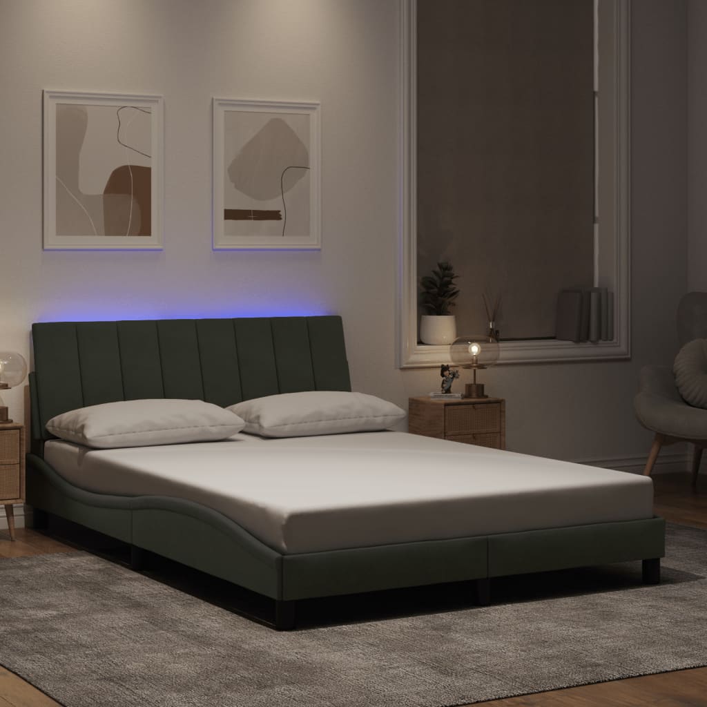 vidaXL Bedframe met LED zonder matras "Hanko" fluweel lichtgrijs 80x200 cm