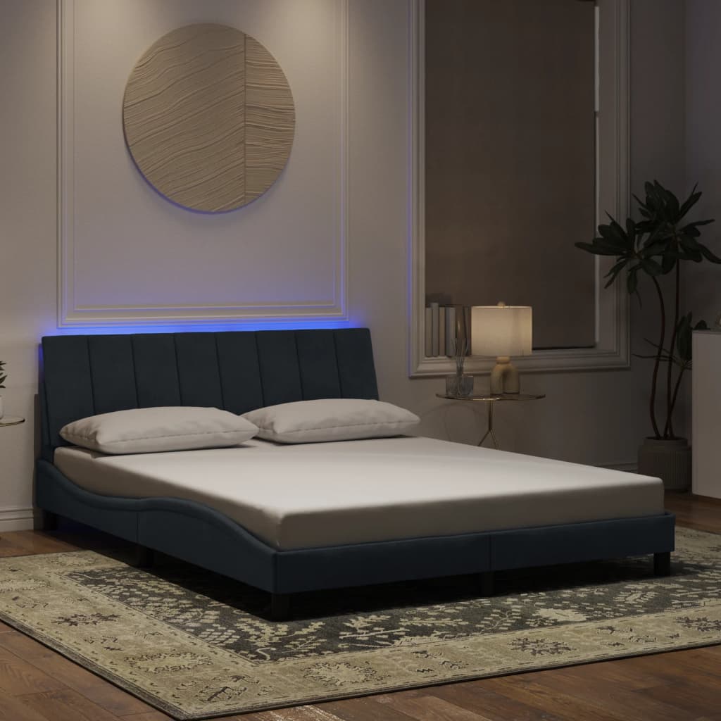 vidaXL Bedframe met LED zonder matras "Hanko" fluweel lichtgrijs 80x200 cm