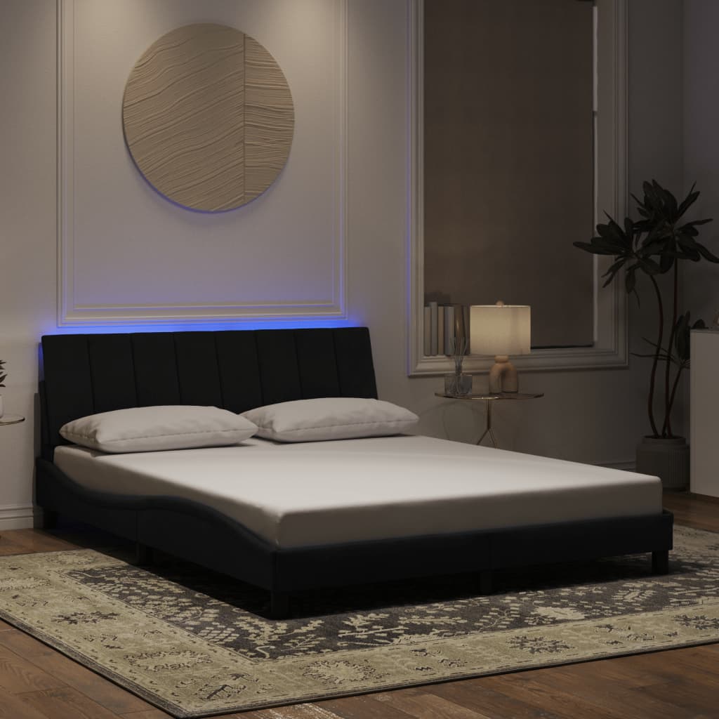 vidaXL Bedframe met LED zonder matras "Hanko" fluweel lichtgrijs 80x200 cm