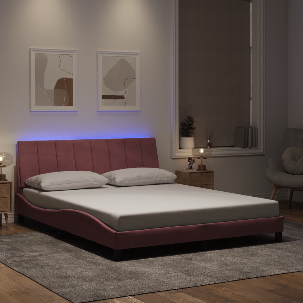 vidaXL Bedframe met LED zonder matras "Hanko" fluweel lichtgrijs 80x200 cm