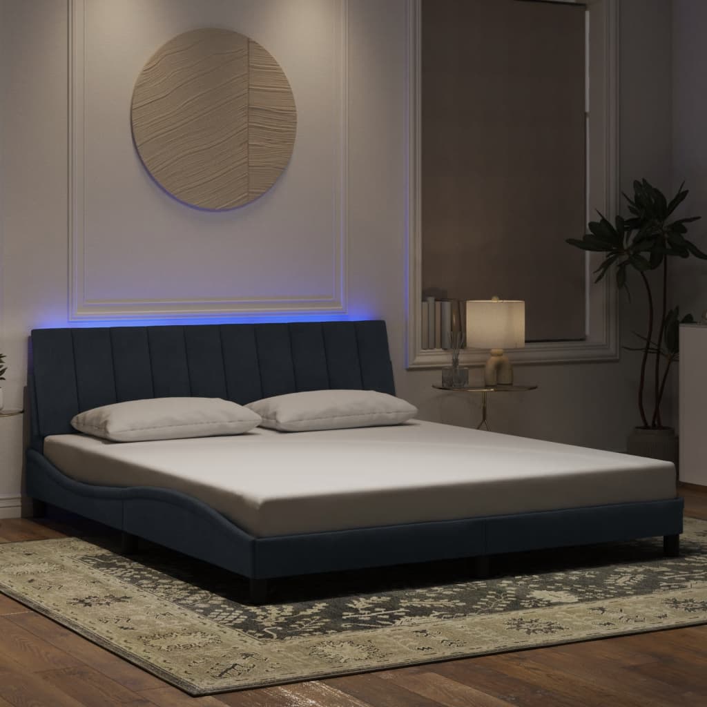 vidaXL Bedframe met LED zonder matras "Hanko" fluweel lichtgrijs 80x200 cm