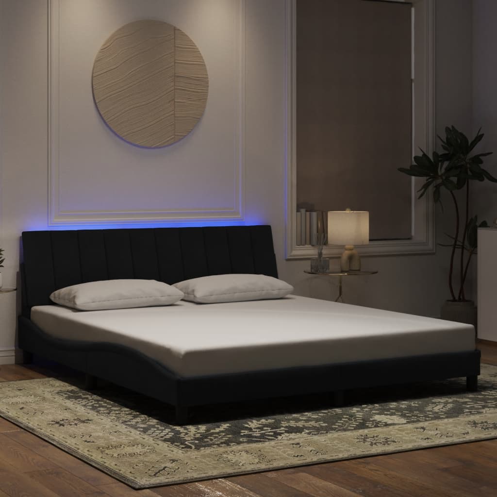 vidaXL Bedframe met LED zonder matras "Hanko" fluweel lichtgrijs 80x200 cm