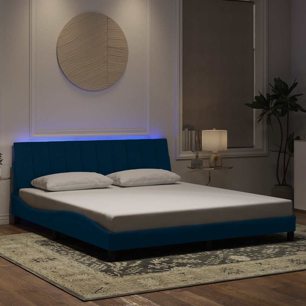vidaXL Bedframe met LED zonder matras "Hanko" fluweel lichtgrijs 80x200 cm